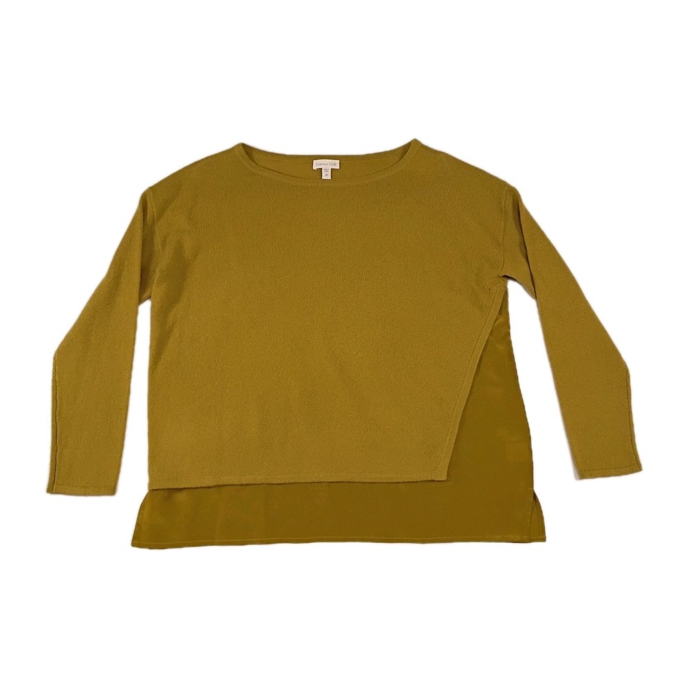 Garnet Hill Olive Green Cashmere/ Silk Layered Sweater